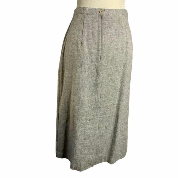 Vintage Linen Blazer Skirt Suit Set Size S Grey - Picture 8 of 10